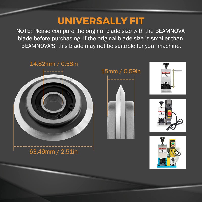 BEAMNOVA Upgraded Replacement Blade for Copper Wire Stripping Machine Powered Cable Stripper Cutters, 15mm ID. x 64mm OD., 0.58in ID. x 2.51in OD. - Image 5